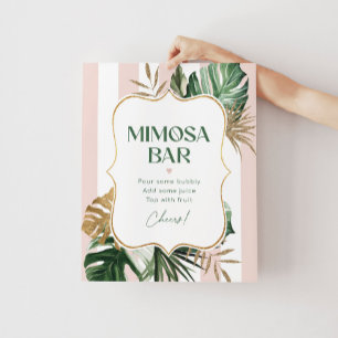 Tropisch rosa Streifen Chic Bridal Mimosa Bar Poster