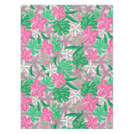 Tropisch rosa Weiße Blume Palm Blätter Preppy Tischdecke