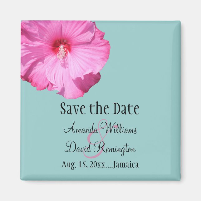 Tropisch Save the Date (türkis) Magnet (Vorne)