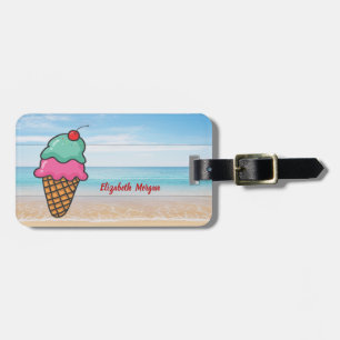 Tropisch,Strand,Meer,Sand,Eiscreme-Personalisiert Gepäckanhänger