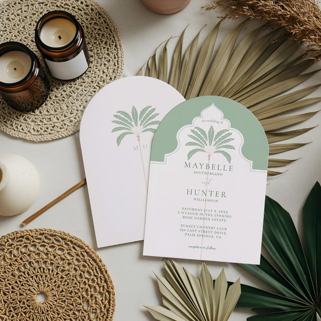 Tropisch Verziert dekoratives Boho Palm Tree Monog Einladung (Tropical Ornate Decorative Boho Palm Tree Monogram Invitation)