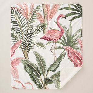 Tropisch Vintag rosa Flamingo, Bananenbäume und Sherpadecke