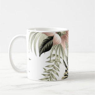 Tropisch Vintag rosa Lotus, Blätter aus Palmen, Ba Kaffeetasse