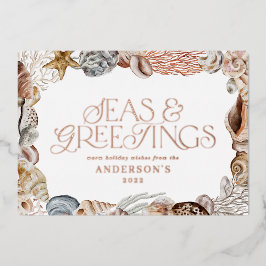 Tropisch warme Weihnachtssee & Grüße modern Folien Feiertagskarte