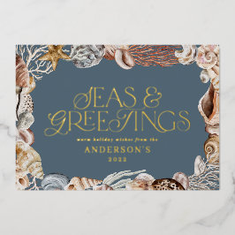 Tropisch warme Weihnachtssee & Grüße modern Folien Feiertagskarte