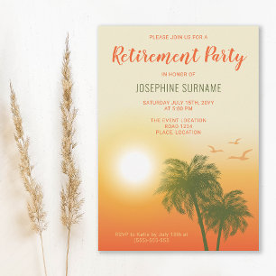 Tropisch warmes Sonnenuntergang Palmen Rente Party Einladung
