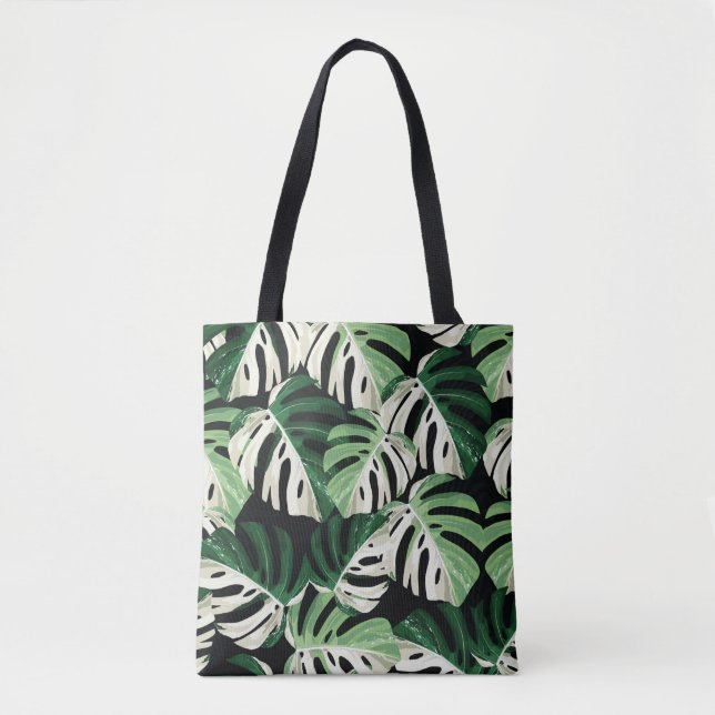 Tropisch weiße Monstera-Blatt Illustration. E (Vorderseite)