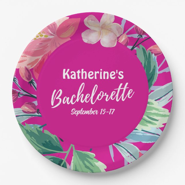 Tropisch wie das tropische Bachelorette in heißen  Pappteller (Vorderseite)