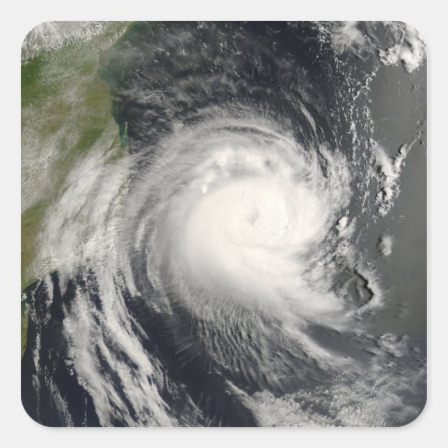 Tropisch-zyklischer Favio nähert sich Mosambik Quadratischer Aufkleber (Vorderseite)
