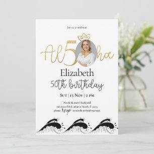 Tropische 50. Goldene Geburtstagsfeier mit Foto Einladung