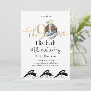 Tropische 90. Gold Geburtstagsfeier mit Foto Einladung