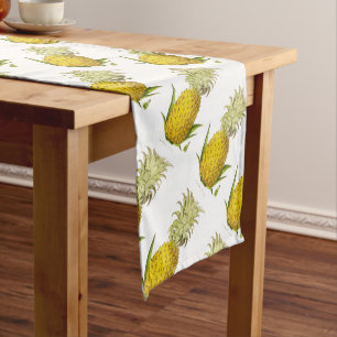 Tropische Akzent-Ananas Vintage-Illustration Mittelgroßer Tischläufer