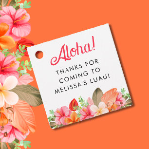 Tropische Aloha-Blumen-Geburtstags-Luau-Party Geschenkanhänger