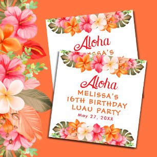 Tropische Aloha-Luau-Floral-Geburtstagsfeier Quadratischer Aufkleber