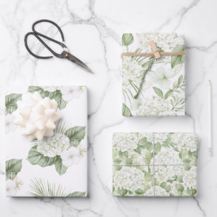 Tropische Aloha-Strand-Hortensien-Blumenhochzeit Geschenkpapier Set