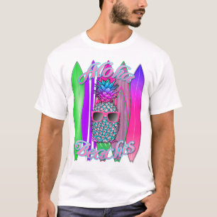 Tropische Aloha Strände Spaß beim Surfen Ananas T-Shirt