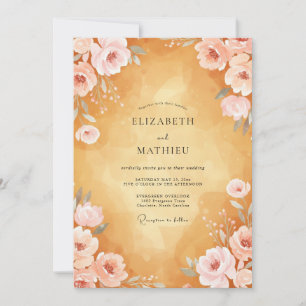 Tropische Amber-Pfingstrosen-Hochzeit Einladung