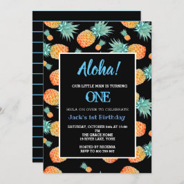 Tropische Ananas 1. Junge Geburtstag Einladung