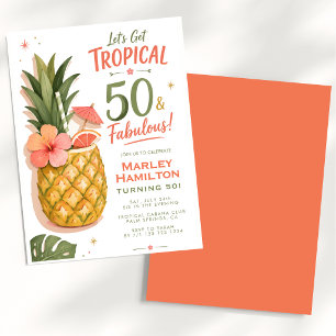 Tropische Ananas 50 und Fantastisch Einladung