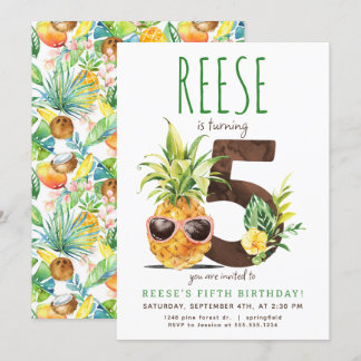 Tropische Ananas 5. Geburtstag Einladung