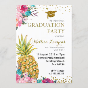 Tropische Ananas-Abschluss-Party Einladung