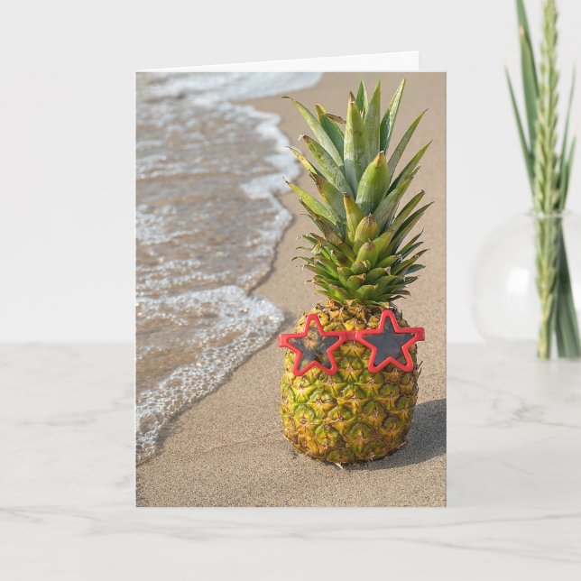 Tropische Ananas am Strand Karte (Vorderseite)