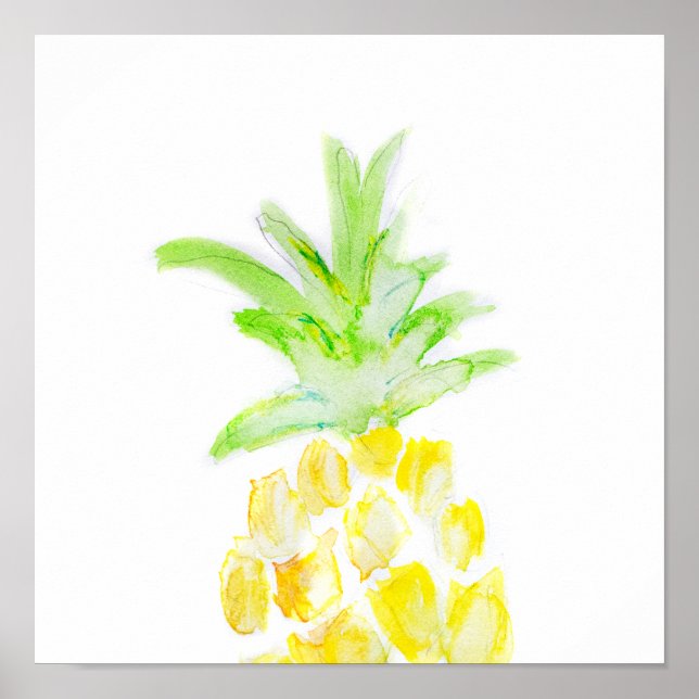 Tropische Ananas Aquarellmalerei Poster (Vorne)