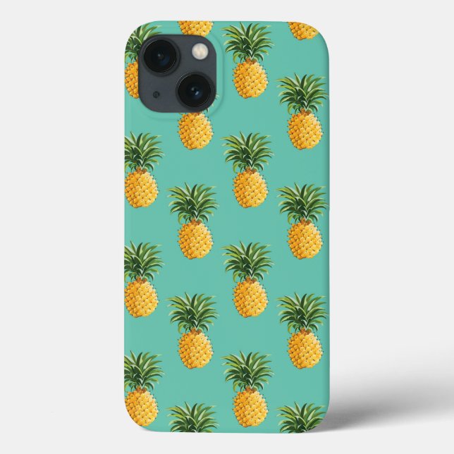 Tropische Ananas auf Aquamarin Case-Mate iPhone Hülle (Rückseite)