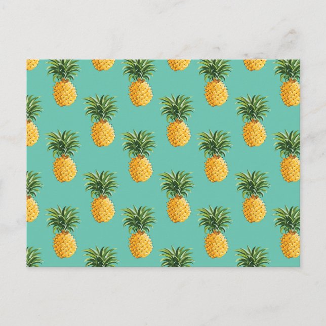 Tropische Ananas auf Aquamarin Postkarte (Vorderseite)