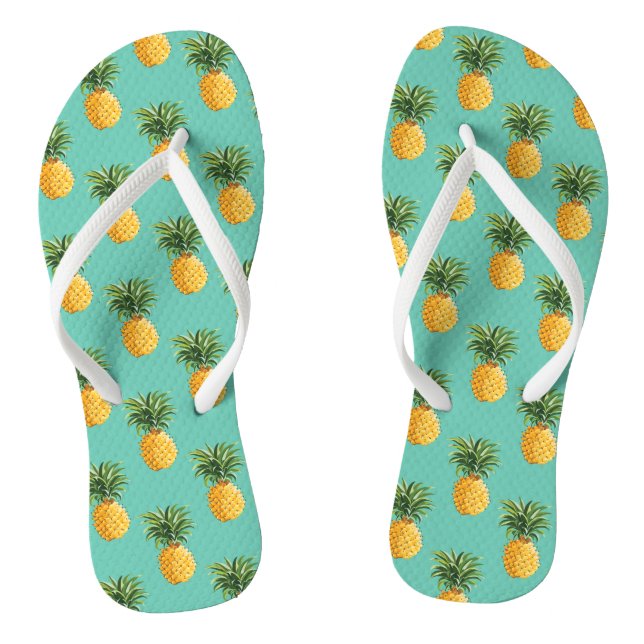 Tropische Ananas auf aquamarinem Flip Flops (Fußbett)