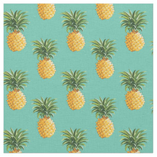 Tropische Ananas auf aquamarinem Stoff