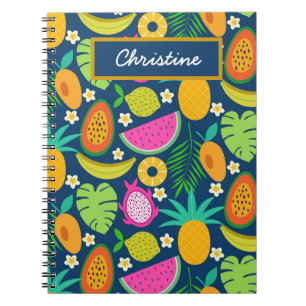 Tropische Ananas Banane Wassermelone Früchte Notizblock