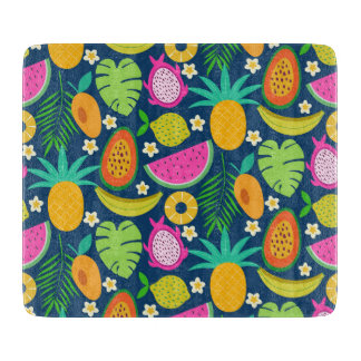 Tropische Ananas Banane Wassermelone Früchte Schneidebrett