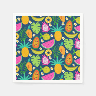 Tropische Ananas Banane Wassermelone Früchte Serviette