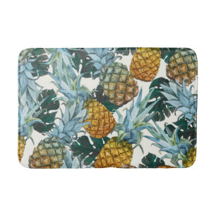Tropische Ananas & Blätter Exotische Insel Badematte