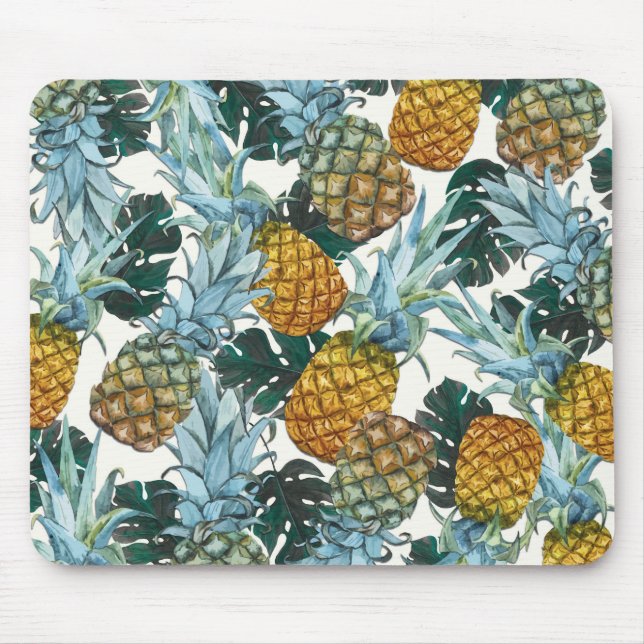 Tropische Ananas & Blätter Exotische Insel Mousepad (Vorne)
