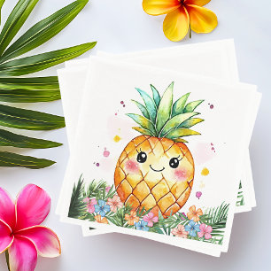 Tropische Ananas-Blumen-Aloha-Geburtstagsfeier Serviette