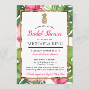 Tropische Ananas Bridal Dusche Einladung, Weiß Einladung