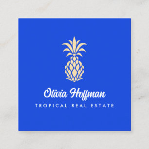 Tropische Ananas Cobalt Blue Business Card Quadratische Visitenkarte