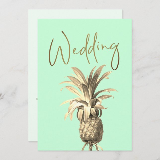 Tropische Ananas Elegante Moderne Goldene Hochzeit Einladung (Vorne/Hinten)
