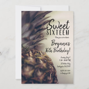 Tropische Ananas Elegante Strand Süße 16 Party Einladung