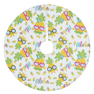 Tropische Ananas Fleece Weihnachtsbaumdecke