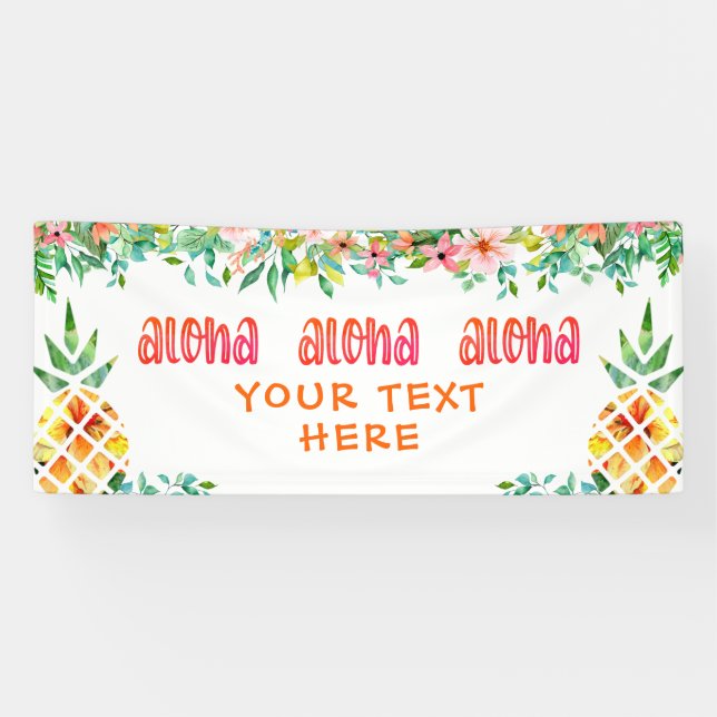 Tropische Ananas, florale ALOHA Personalisiert Banner (Horizontal)