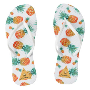 Tropische Ananas Frucht Weiße Flip Flops