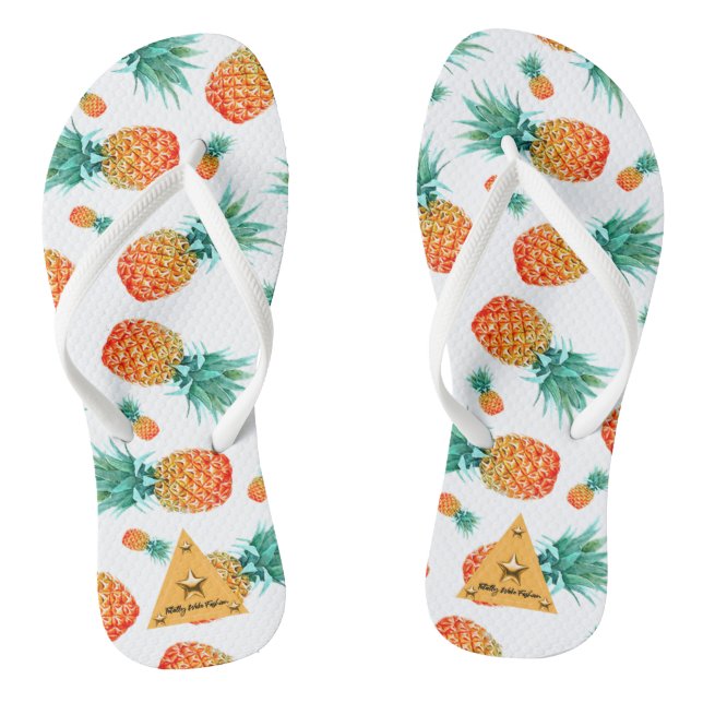 Tropische Ananas Frucht Weißer Dreh Flop Flip Flops (Fußbett)