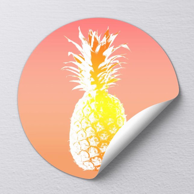Tropische Ananas-Gastgeschenk Hochzeit Runder Aufkleber (Von Creator hochgeladen)