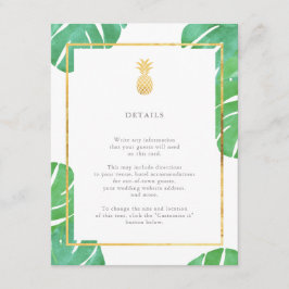 Tropische Ananas Gold Wedding Insert Cards
