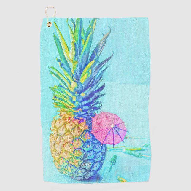 Tropische Ananas Golfhandtuch (Vorderseite)