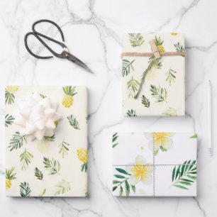 Tropische Ananas Grüne Blätter Plumeria Geburtstag