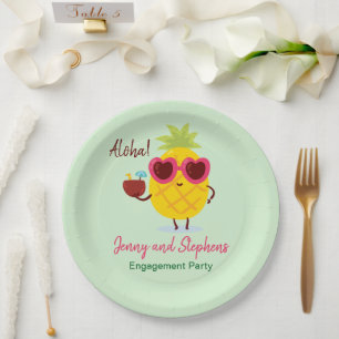 Tropische Ananas Hawaii Luau Pappteller
